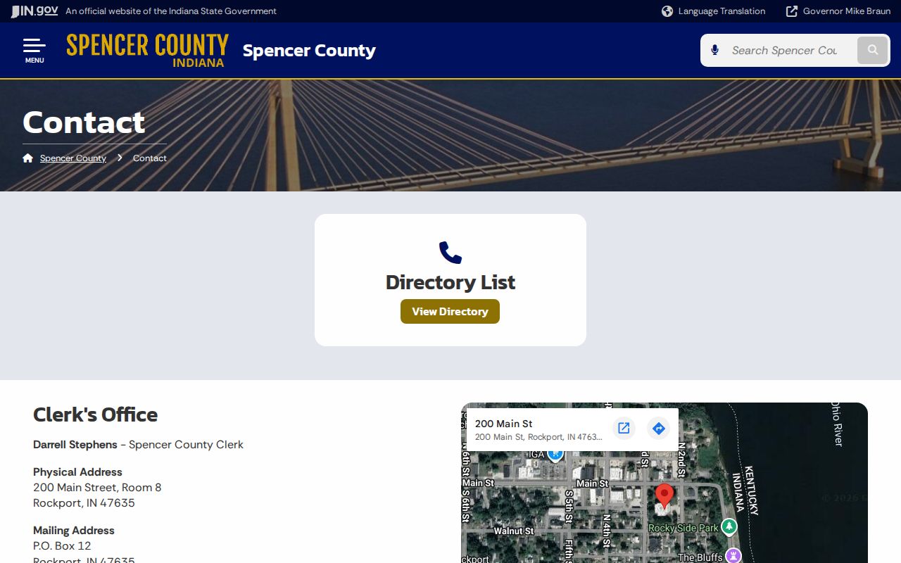 Official Spencer County Clerk and Sheriff contact directory