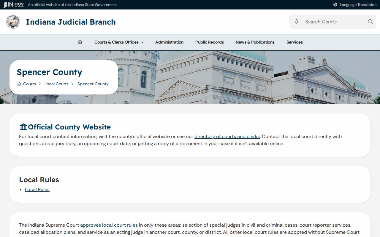 Spencer County municipal warrant route through the current Circuit Court